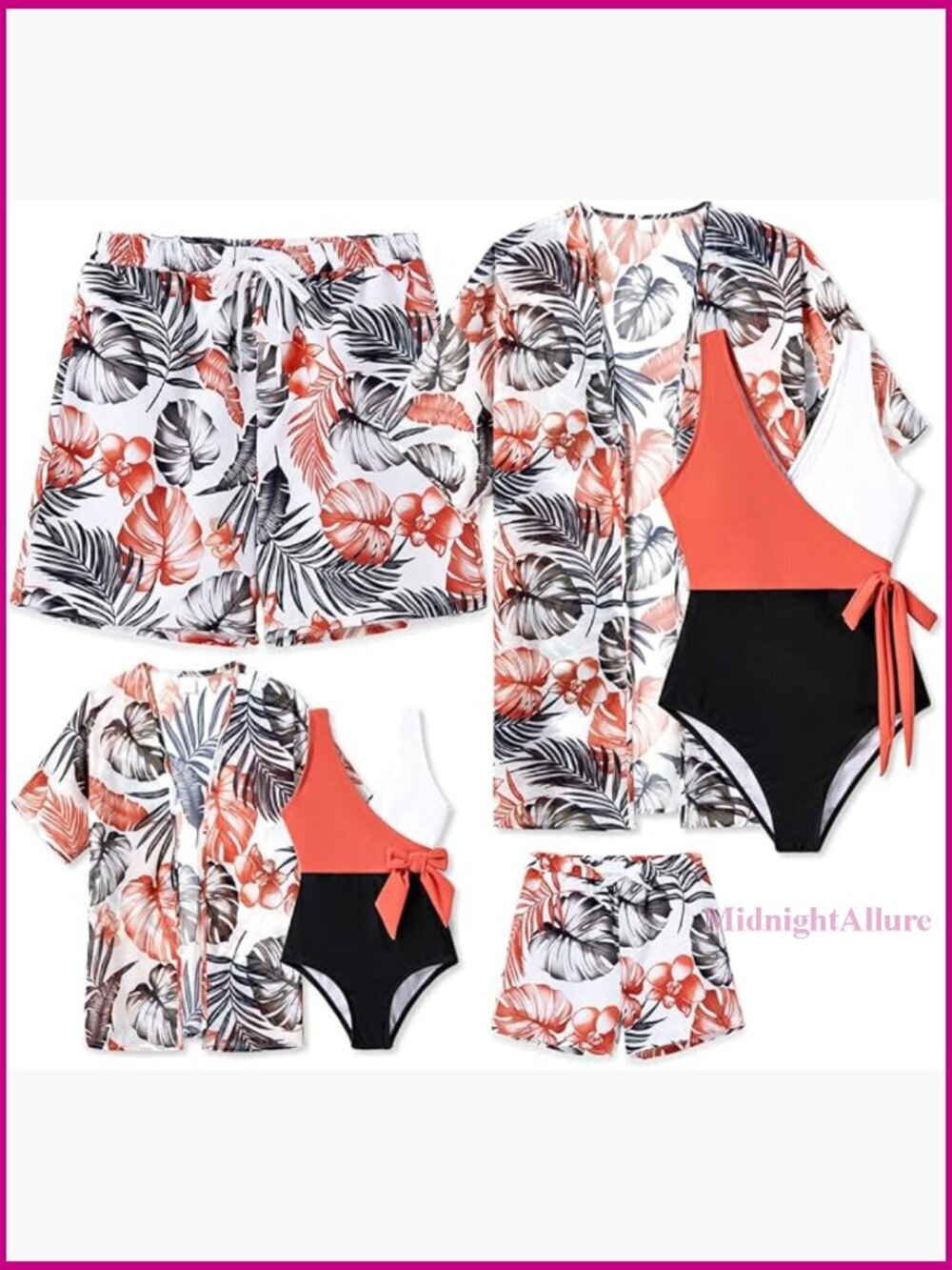 Tummy Control One Piece Swimsuit with Cover Up Family Matching